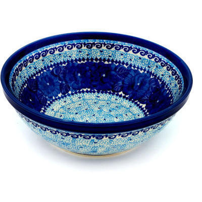 Polish Pottery Bowl 9&quot; Azure Sea UNIKAT