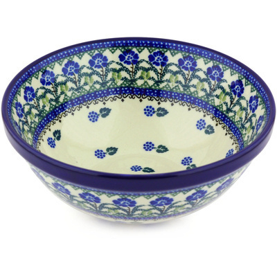 Polish Pottery Bowl 9&quot; Blackberry Blooms