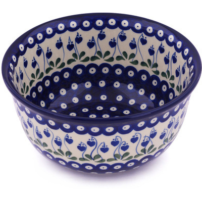 Polish Pottery Bowl 9&quot; Bleeding Heart Peacock