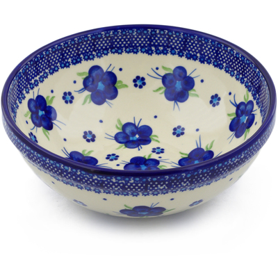 Polish Pottery Bowl 9&quot; Bleu-belle Fleur