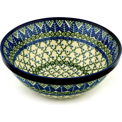 Polish Pottery Bowl 9&quot; Blue Alpine