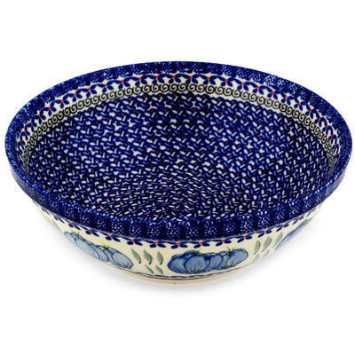 Polish Pottery Bowl 9" Blue Bulbs