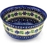 Polish Pottery Bowl 9" Blue Daisy Swirls