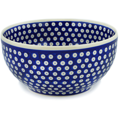 Polish Pottery Bowl 9&quot; Blue Eyes