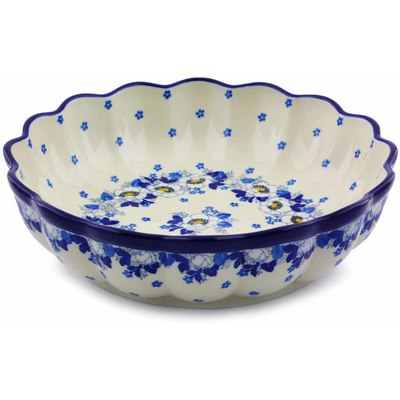 Polish Pottery Bowl 9" Blue Spring