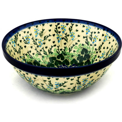 Polish Pottery Bowl 9&quot; Bridal Bouquet UNIKAT