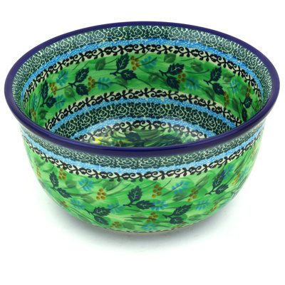 Polish Pottery Bowl 9&quot; Butterfly Garden UNIKAT