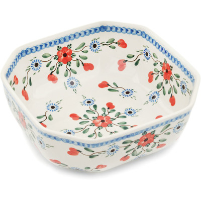 Polish Pottery Bowl 9&quot; Cherry Blossoms