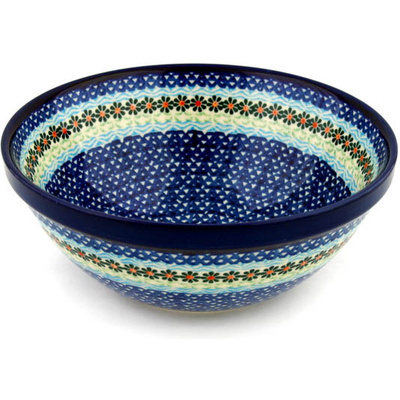 Polish Pottery Bowl 9&quot; Daisies By The Sea