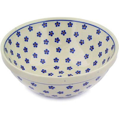 Polish Pottery Bowl 9&quot; Daisy Dots