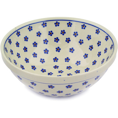 Polish Pottery Bowl 9" Daisy Dots