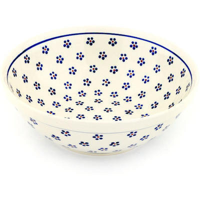 Polish Pottery Bowl 9&quot; Daisy Dots