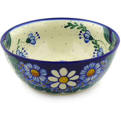 Polish Pottery Bowl 9&quot; Daisy Spectacle