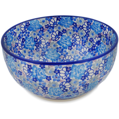 Polish Pottery Bowl 9&quot; Divine Blues UNIKAT