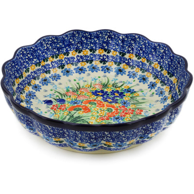 Polish Pottery Bowl 9&quot; Dream Bouquet UNIKAT