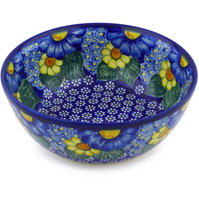 Polish Pottery Bowl 9&quot; Floral Fruit Basket UNIKAT