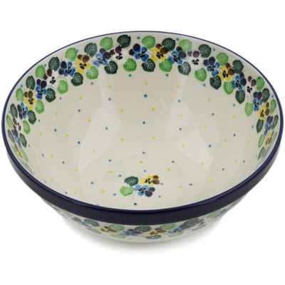 Polish Pottery Bowl 9&quot; Flourishing Petals