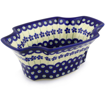 Polish Pottery Bowl 9&quot; Flowering Peacock