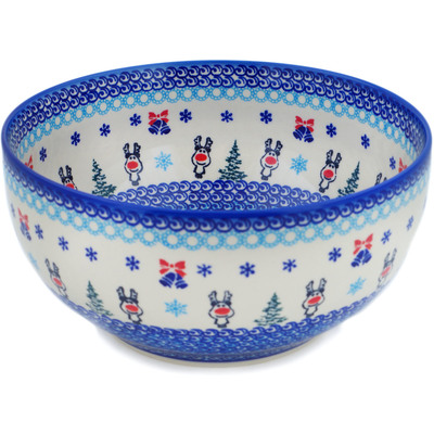 Polish Pottery Bowl 9&quot; Frosty Bliss UNIKAT