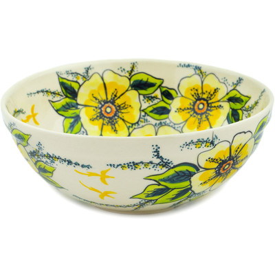 Polish Pottery Bowl 9&quot; Hawaii Sunshine UNIKAT