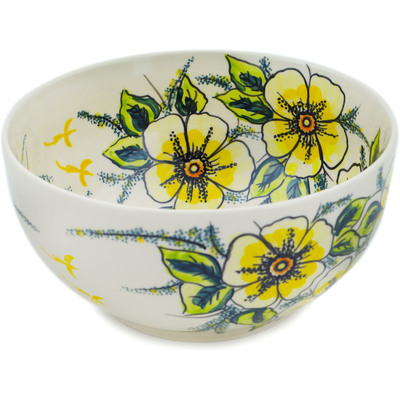 Polish Pottery Bowl 9&quot; Hawaii Sunshine UNIKAT