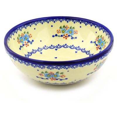 Polish Pottery Bowl 9&quot; Hearts And Flowers