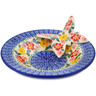 Polish Pottery Bowl 9&quot; Hibiscus Haven