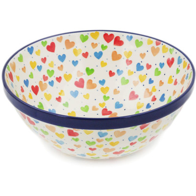 Polish Pottery Bowl 9&quot; In Love With Love UNIKAT