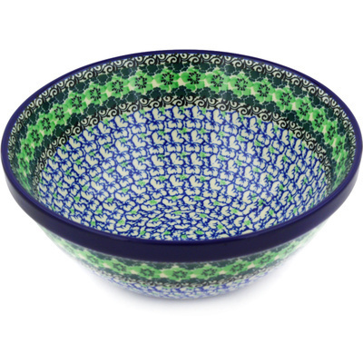 Polish Pottery Bowl 9&quot; Kiwi Flower