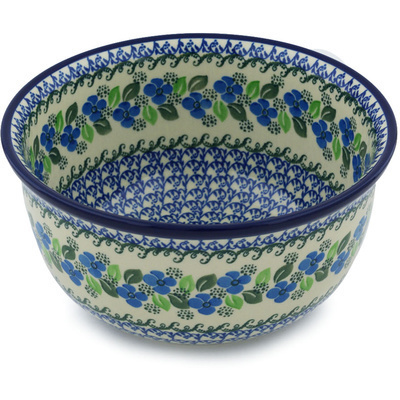 Polish Pottery Bowl 9&quot; Lime Flower