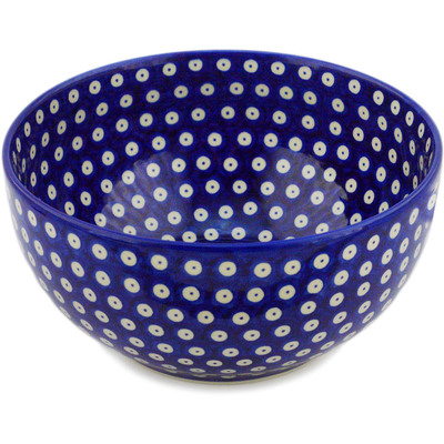 Polish Pottery Bowl 9&quot; Lovely Blue Eyes