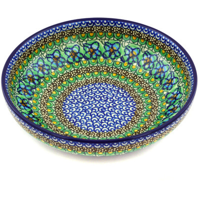 Polish Pottery Bowl 9&quot; Mardi Gras UNIKAT