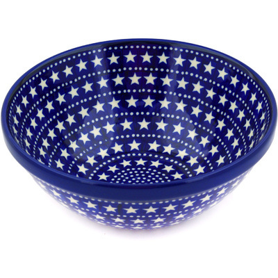 Polish Pottery Bowl 9&quot; Midnight Stars