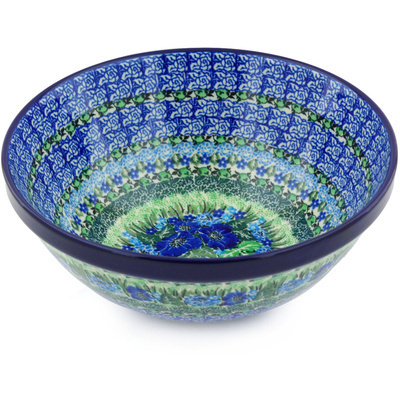 Polish Pottery Bowl 9&quot; Moody Blues UNIKAT