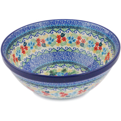Polish Pottery Bowl 9&quot; Motherland Garden UNIKAT