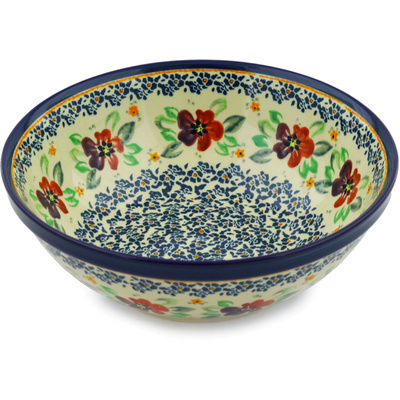 Polish Pottery Bowl 9&quot; Nightingale Flower