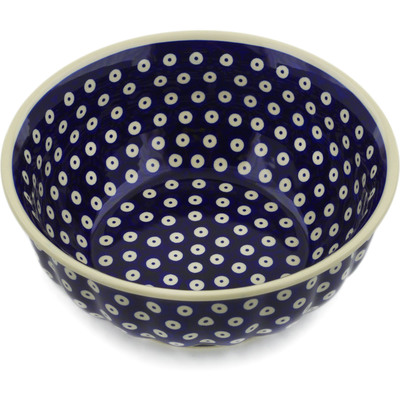 Polish Pottery Bowl 9&quot; Peacock Eyes