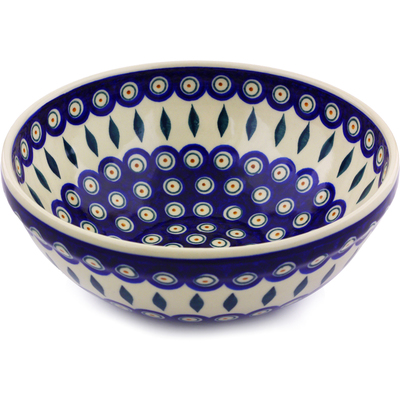 Polish Pottery Bowl 9" Peacock