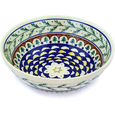 Polish Pottery Bowl 9&quot; Pine Boughs