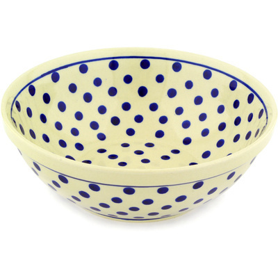 Polish Pottery Bowl 9&quot; Polka Dot