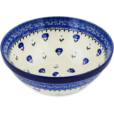 Polish Pottery Bowl 9&quot; Poppies In The Snow
