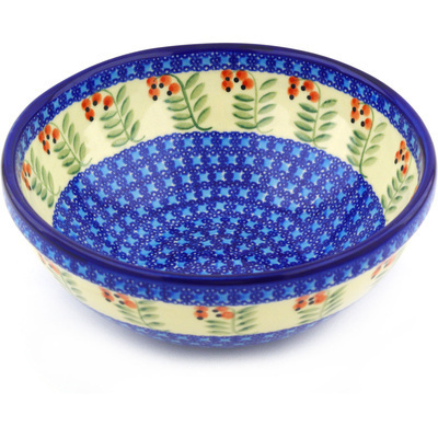 Polish Pottery Bowl 9&quot; Red Berries