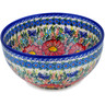 Polish Pottery Bowl 9&quot; Red Hibiscus UNIKAT