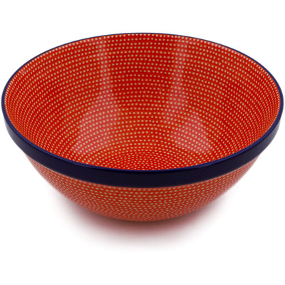 Polish Pottery Bowl 9&quot; Red Sea UNIKAT