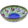 Polish Pottery Bowl 9&quot; Rooster Parade UNIKAT