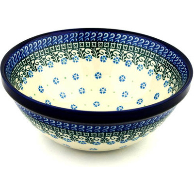 Polish Pottery Bowl 9&quot; Royal Clover Flower