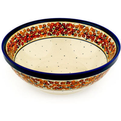 Polish Pottery Bowl 9&quot; Russett Floral