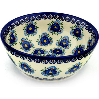 Polish Pottery Bowl 9&quot; Skyflower Elegance