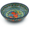 Polish Pottery Bowl 9&quot; Splendid Meadow UNIKAT