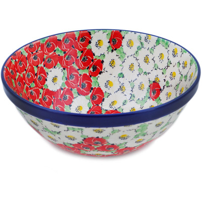 Polish Pottery Bowl 9&quot; Spring Blossom Harmony UNIKAT